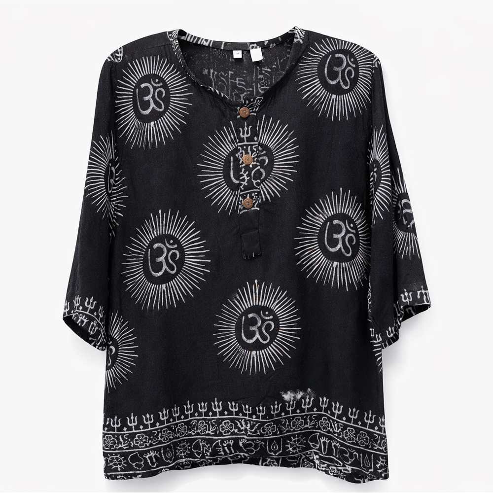 Earthbound Om Print Boho Festival Top Size Medium
